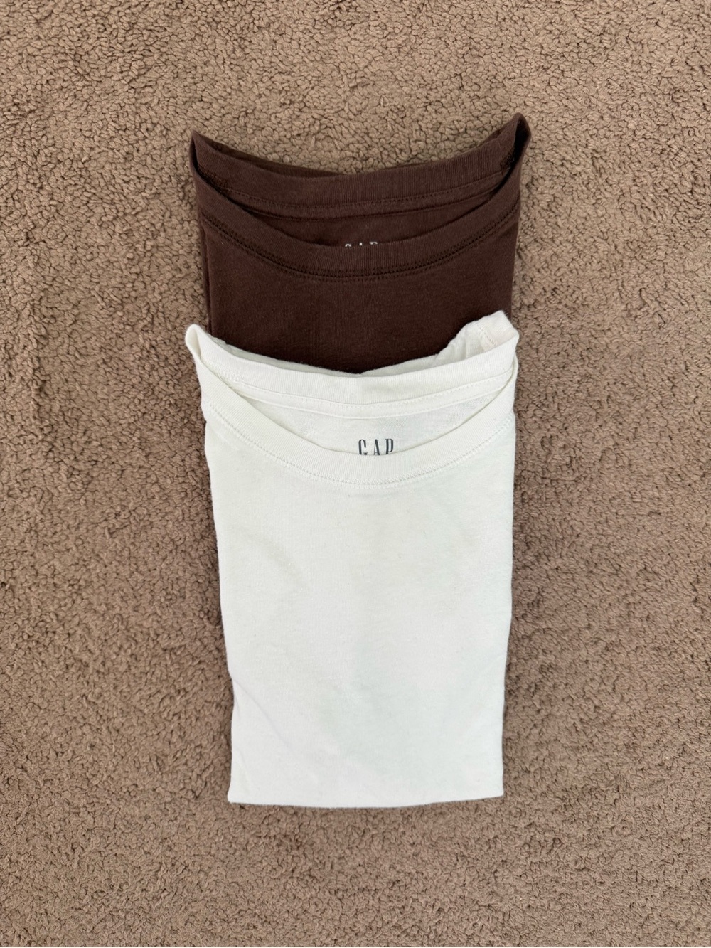 GAP 100% Cotton Authentic Shrunken Tee Shirt White Brown Size Medium